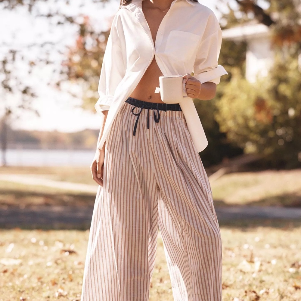 By Anthropologie Mixed Stripe Wide-Leg Pajama Pants